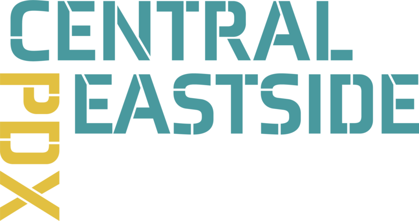 text logo reading Central Eastside PDX in teal and yello